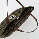 FENDI Zucca Canvas Hand Bag Black Brown Auth gh2047-6