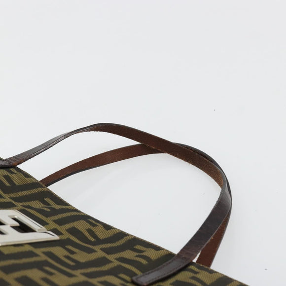 FENDI Zucca Canvas Hand Bag Black Brown Auth gh2047