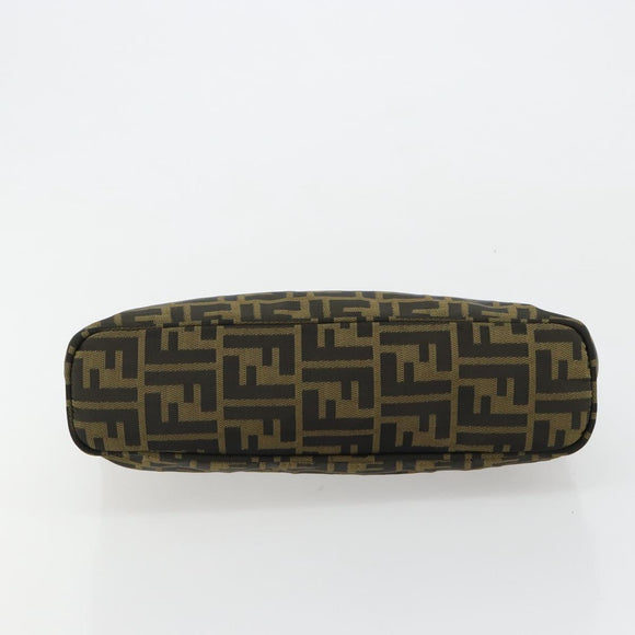 FENDI Zucca Canvas Hand Bag Black Brown Auth gh2047