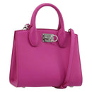 Salvatore Ferragamo Studio Box Hand Bag Leather 2way Pink Silver Auth gh2052SAV-1
