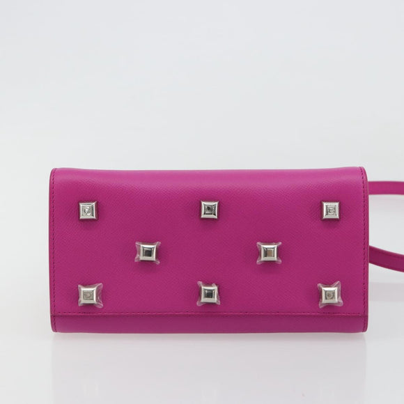 Salvatore Ferragamo Studio Box Hand Bag Leather 2way Pink Silver Auth gh2052SAV
