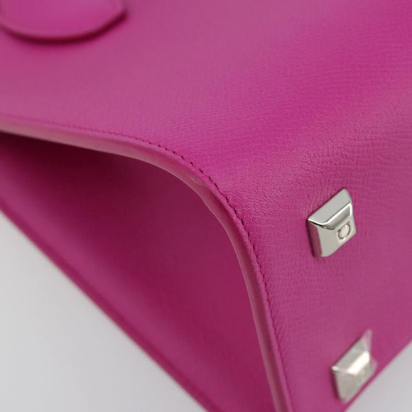 Salvatore Ferragamo Studio Box Hand Bag Leather 2way Pink Silver Auth gh2052SAV