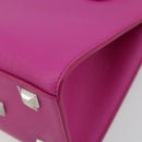Salvatore Ferragamo Studio Box Hand Bag Leather 2way Pink Silver Auth gh2052SAV-18