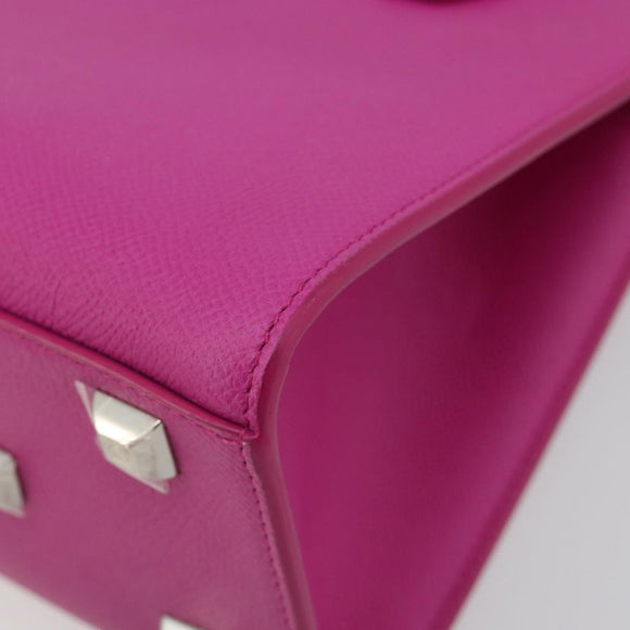 Salvatore Ferragamo Studio Box Hand Bag Leather 2way Pink Silver Auth gh2052SAV