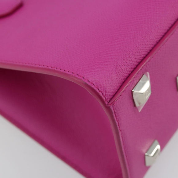 Salvatore Ferragamo Studio Box Hand Bag Leather 2way Pink Silver Auth gh2052SAV