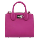 Salvatore Ferragamo Studio Box Hand Bag Leather 2way Pink Silver Auth gh2052SAV-13
