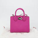 Salvatore Ferragamo Studio Box Hand Bag Leather 2way Pink Silver Auth gh2052SAV-12