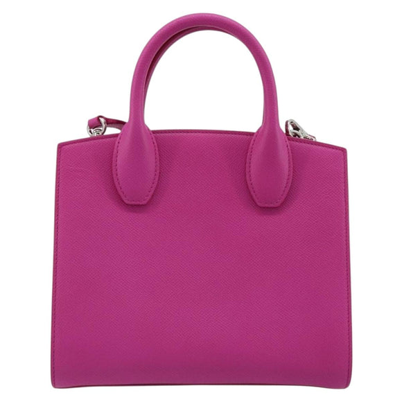 Salvatore Ferragamo Studio Box Hand Bag Leather 2way Pink Silver Auth gh2052SAV