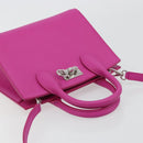 Salvatore Ferragamo Studio Box Hand Bag Leather 2way Pink Silver Auth gh2052SAV-6