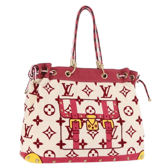 LOUIS VUITTON Cruise line Eponge Tote Bag Pile White M92096 LV Auth gh2053A