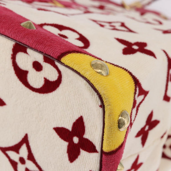 LOUIS VUITTON Cruise line Eponge Tote Bag Pile White M92096 LV Auth gh2053A