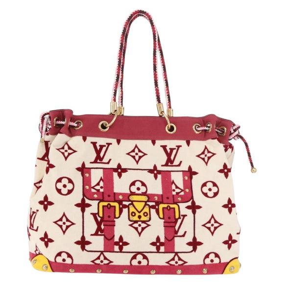 LOUIS VUITTON Cruise line Eponge Tote Bag Pile White M92096 LV Auth gh2053A