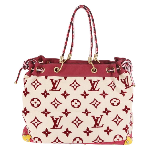LOUIS VUITTON Cruise line Eponge Tote Bag Pile White M92096 LV Auth gh2053A