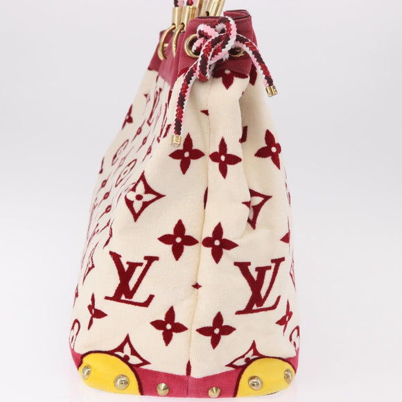 LOUIS VUITTON Cruise line Eponge Tote Bag Pile White M92096 LV Auth gh2053A