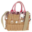 PRADA Hand Bag Rattan 2way Pink Silver Auth gh2054A-1