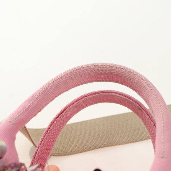 PRADA Hand Bag Rattan 2way Pink Silver Auth gh2054A