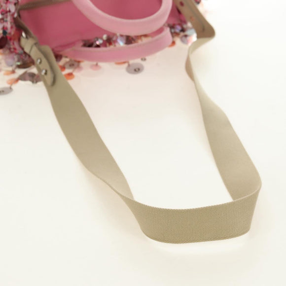 PRADA Hand Bag Rattan 2way Pink Silver Auth gh2054A
