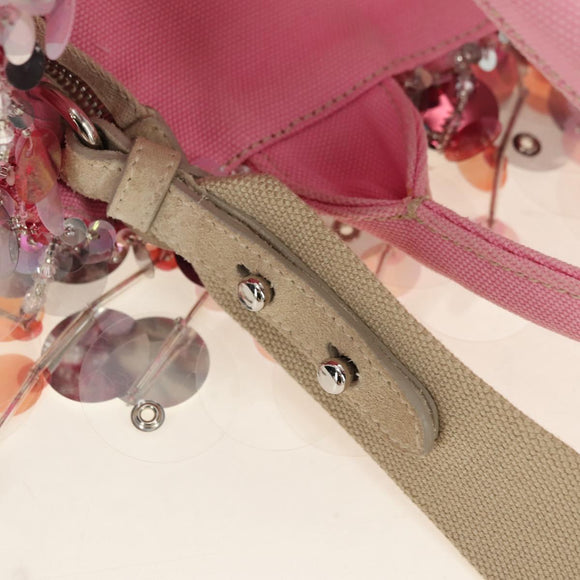 PRADA Hand Bag Rattan 2way Pink Silver Auth gh2054A