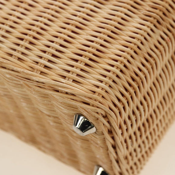 PRADA Hand Bag Rattan 2way Pink Silver Auth gh2054A