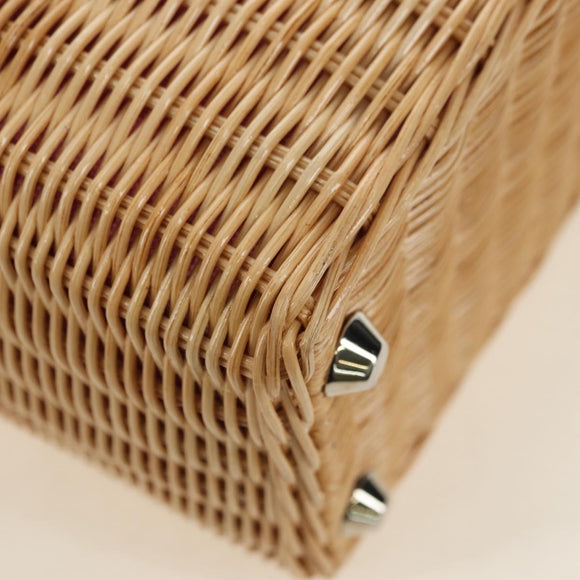 PRADA Hand Bag Rattan 2way Pink Silver Auth gh2054A