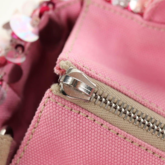 PRADA Hand Bag Rattan 2way Pink Silver Auth gh2054A