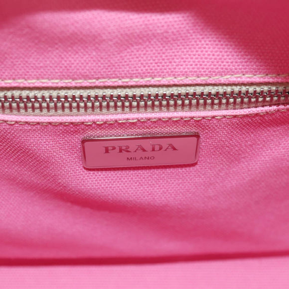 PRADA Hand Bag Rattan 2way Pink Silver Auth gh2054A