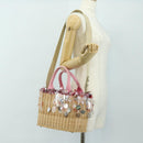 PRADA Hand Bag Rattan 2way Pink Silver Auth gh2054A-30
