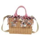 PRADA Hand Bag Rattan 2way Pink Silver Auth gh2054A-4