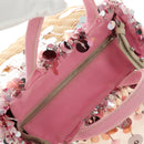 PRADA Hand Bag Rattan 2way Pink Silver Auth gh2054A-14