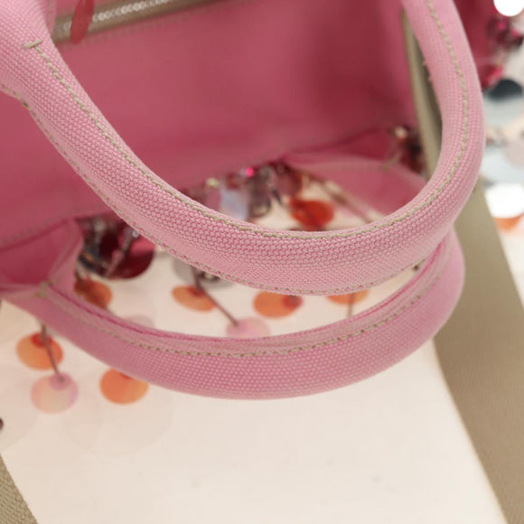 PRADA Hand Bag Rattan 2way Pink Silver Auth gh2054A