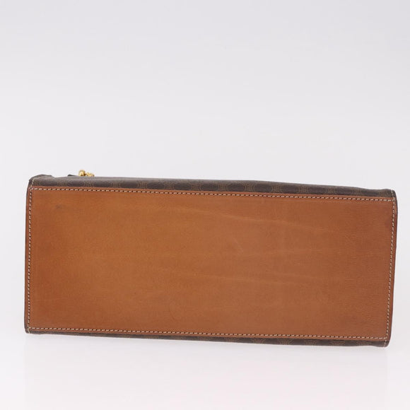 CELINE Macadam Canvas Hand Bag PVC Leather Brown Gold Auth gh2055