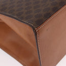 CELINE Macadam Canvas Hand Bag PVC Leather Brown Gold Auth gh2055-15