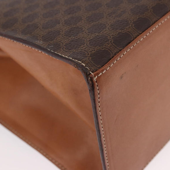 CELINE Macadam Canvas Hand Bag PVC Leather Brown Gold Auth gh2055