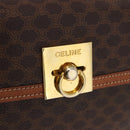 CELINE Macadam Canvas Hand Bag PVC Leather Brown Gold Auth gh2055-20