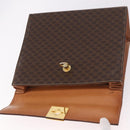 CELINE Macadam Canvas Hand Bag PVC Leather Brown Gold Auth gh2055-9