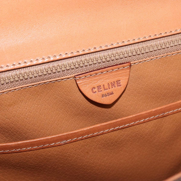 CELINE Macadam Canvas Hand Bag PVC Leather Brown Gold Auth gh2055