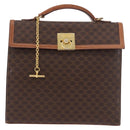 CELINE Macadam Canvas Hand Bag PVC Leather Brown Gold Auth gh2055-13