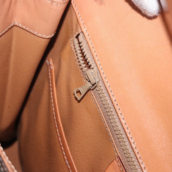 CELINE Macadam Canvas Hand Bag PVC Leather Brown Gold Auth gh2055