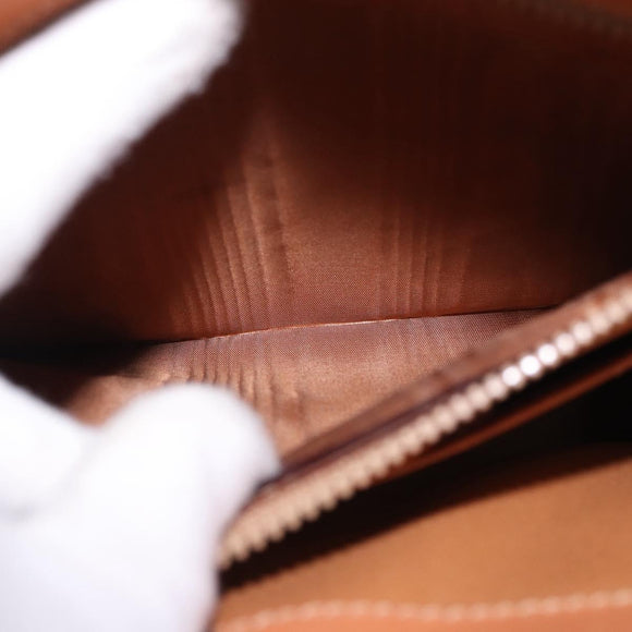 CELINE Macadam Canvas Hand Bag PVC Leather Brown Gold Auth gh2055