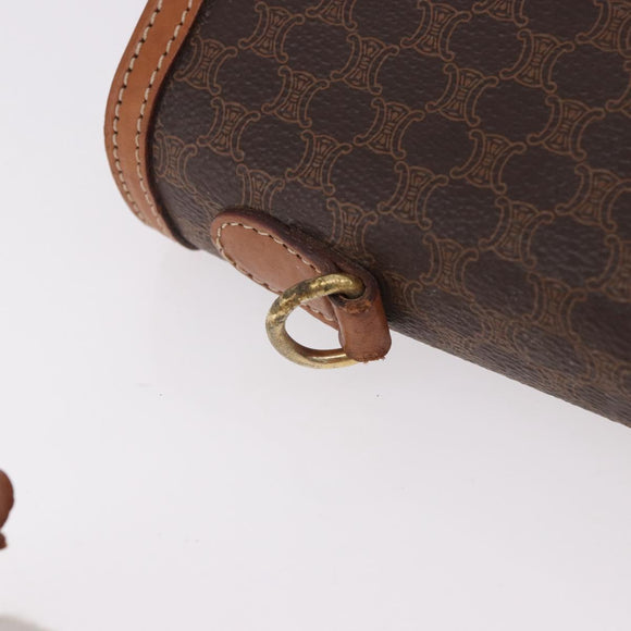 CELINE Macadam Canvas Hand Bag PVC Leather Brown Gold Auth gh2055