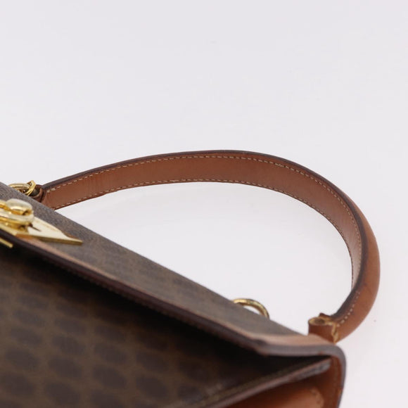 CELINE Macadam Canvas Hand Bag PVC Leather Brown Gold Auth gh2055