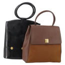 GIVENCHY Hand Bag Leather 2 Set Black Brown Auth gh2056-1