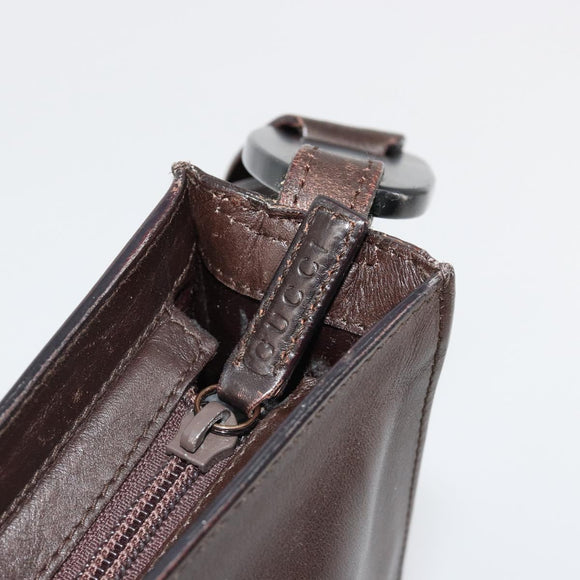 GUCCI Shoulder Bag Leather Brown Auth gh2057