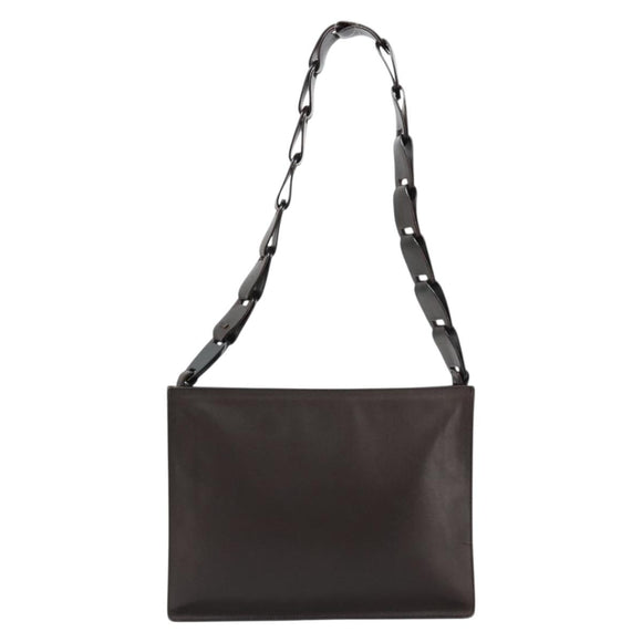GUCCI Shoulder Bag Leather Brown Auth gh2057