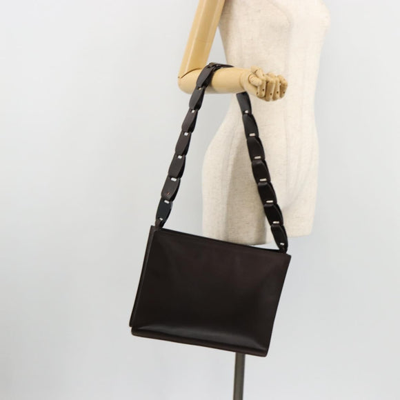 GUCCI Shoulder Bag Leather Brown Auth gh2057