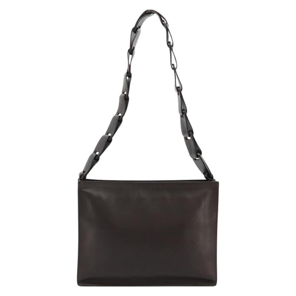 GUCCI Shoulder Bag Leather Brown Auth gh2057