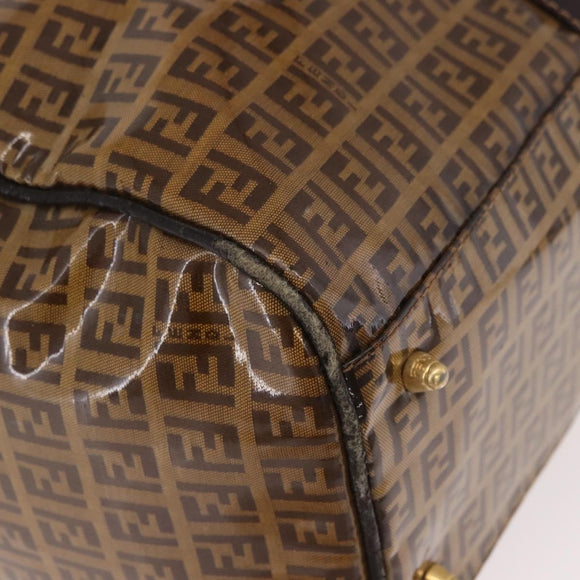 FENDI Zucchino Canvas Boston Tasche beschichtetes Canvas Beige Gold Auth gh2058