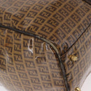 FENDI Zucchino Canvas Boston Tasche beschichtetes Canvas Beige Gold Auth gh2058-15