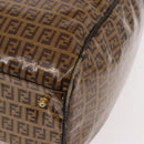FENDI Zucchino Canvas Boston Tasche beschichtetes Canvas Beige Gold Auth gh2058-16