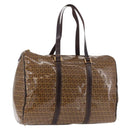 FENDI Zucchino Canvas Boston Tasche beschichtetes Canvas Beige Gold Auth gh2058-1